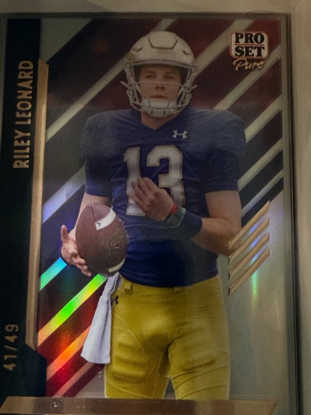 2024 Pro Set Pure Riley Leonard Gold Holo 41/49 SP RC Rookie Norte Dame